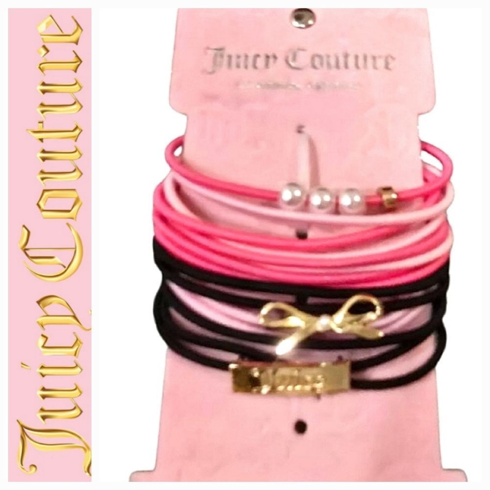 Juicy Couture Logo Bow, & Pearl‎ Charm Slim Hair Ties